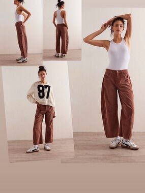 We The Free Good Luck Mid rise barrel corduroy pants